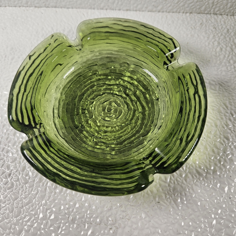 Vintage Anchor Hocking green glass ashtray